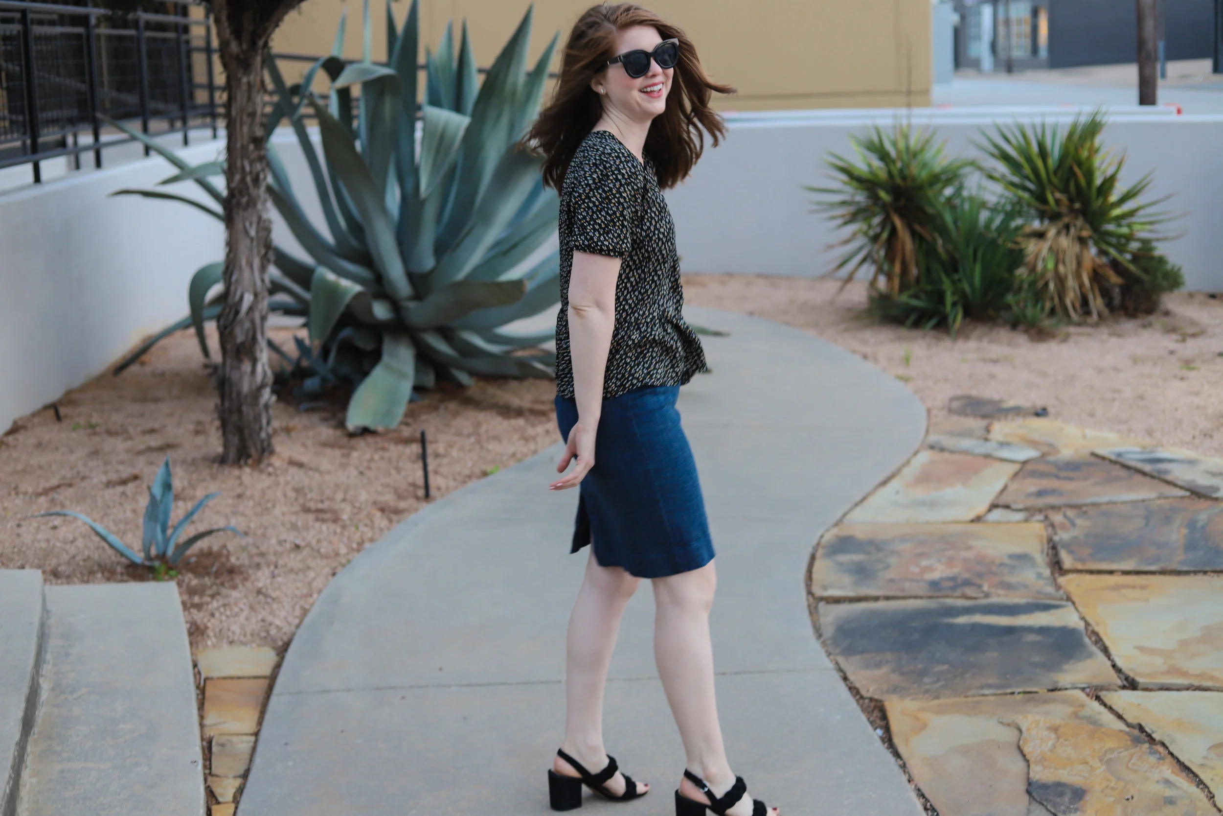 The Art of Versatility Madewell Courtyard Ruffle Hem Top Styled 3